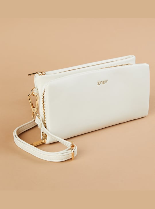 GINGER Solid Wallet with Detachable Strap | White