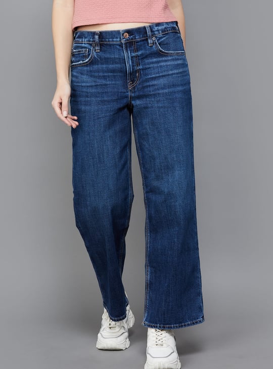 AMERICAN EAGLE Whiskered High-Waist Stovepipe Jeans (Straight)