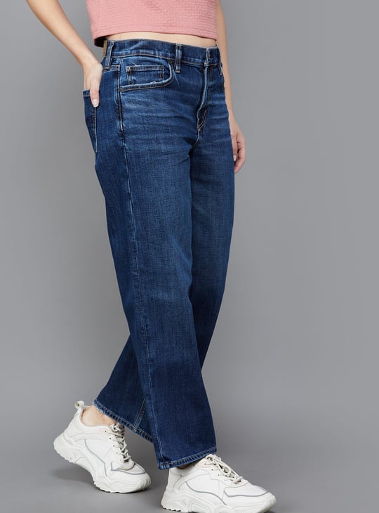 AMERICAN EAGLE Whiskered High-Waist Stovepipe Jeans (Straight)