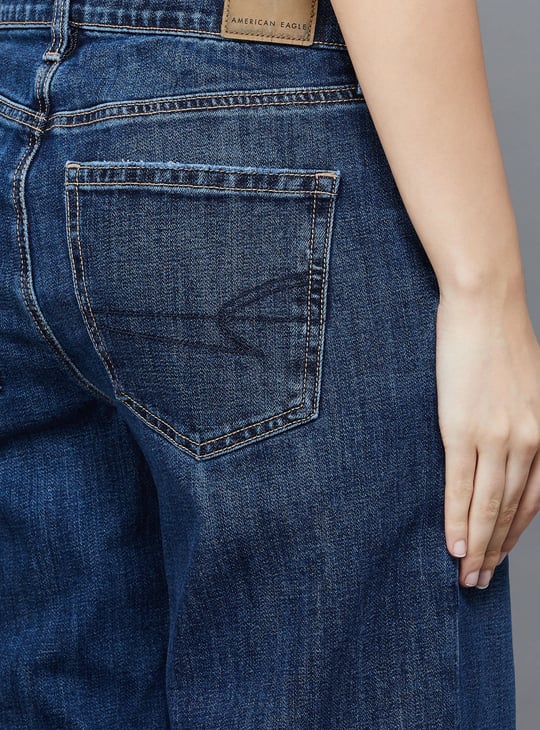 AMERICAN EAGLE Whiskered High-Waist Stovepipe Jeans (Straight)