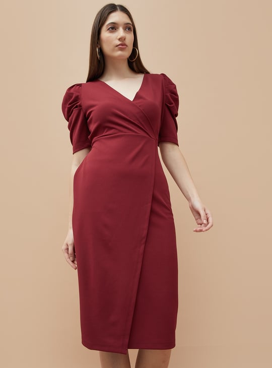 CODE Solid Wrap Dress
