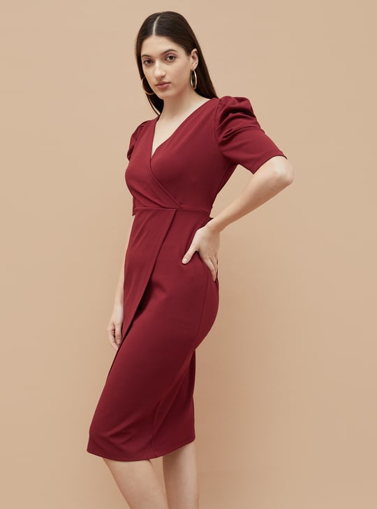 CODE Solid Wrap Dress