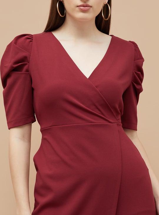 CODE Solid Wrap Dress