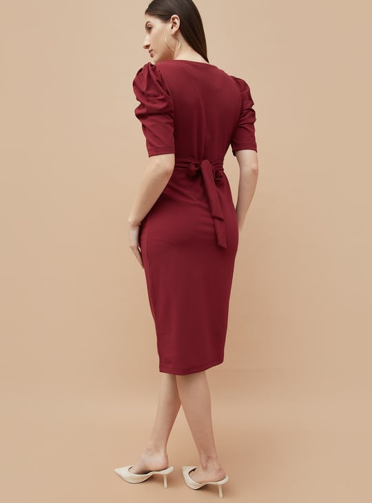 CODE Solid Wrap Dress