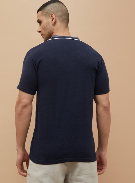 CODE Striped Cuban Collar T-shirt
