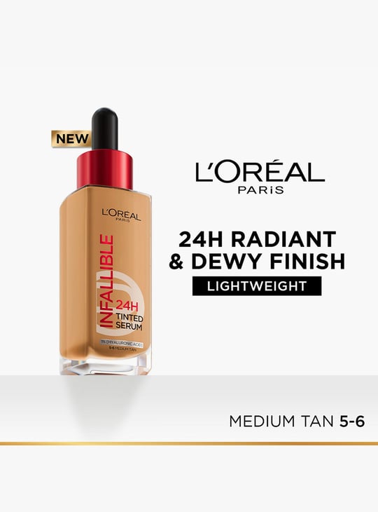 L'OREAL PARIS Infallible 24H Tinted Serum Foundation - 5-6 Medium To Tan - 30ml