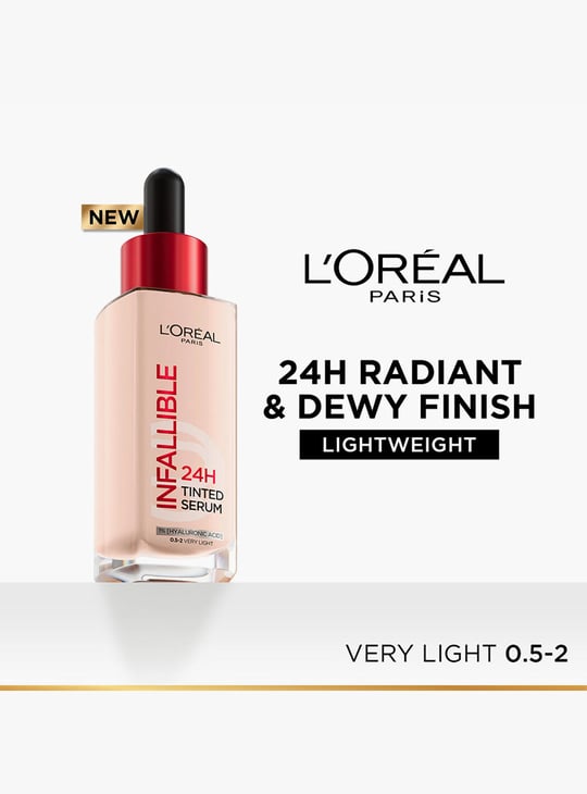 L'OREAL PARIS Infallible 24H Tinted Serum Foundation - 0.5-2 Very Light - 30ml