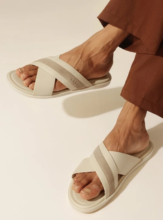 RARE RABBIT Stride Striped Leather Sandals