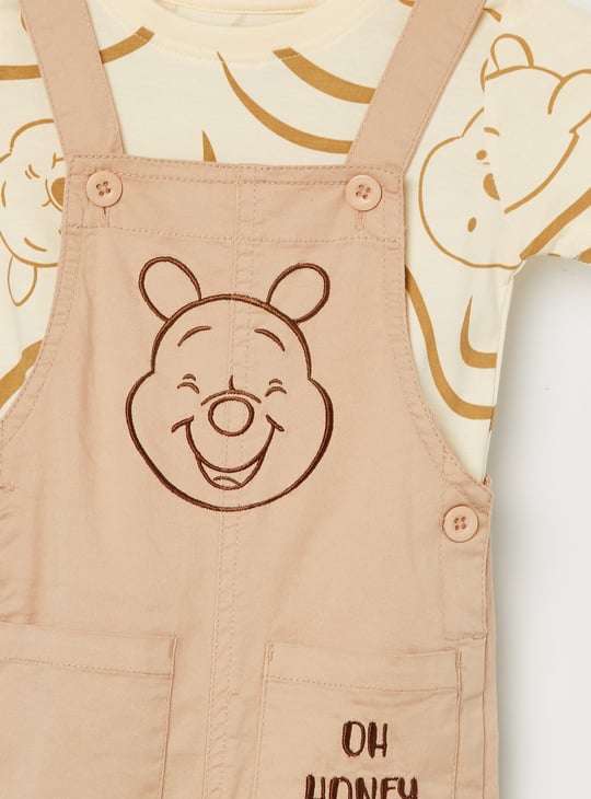 JUNIORS Boys Winnie the Pooh Print Dungaree with T-shirt