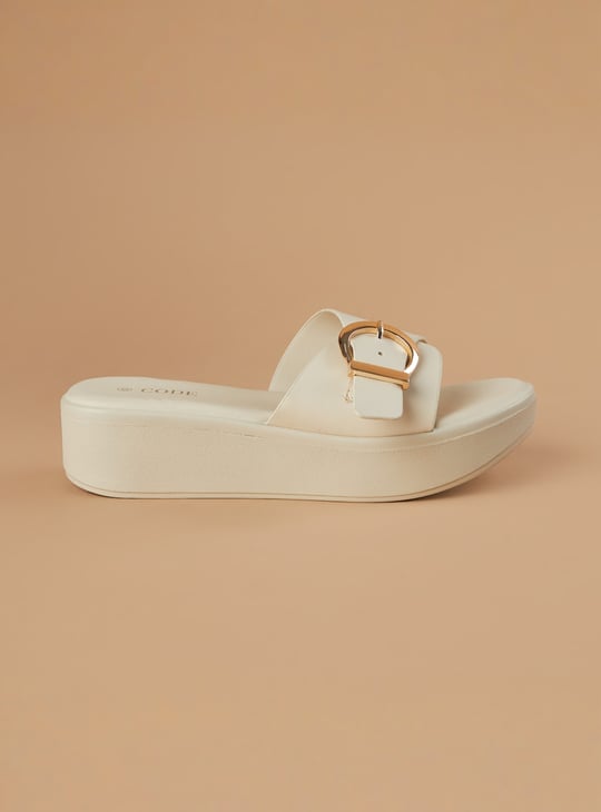 CODE Buckle Detail Platform Sandals