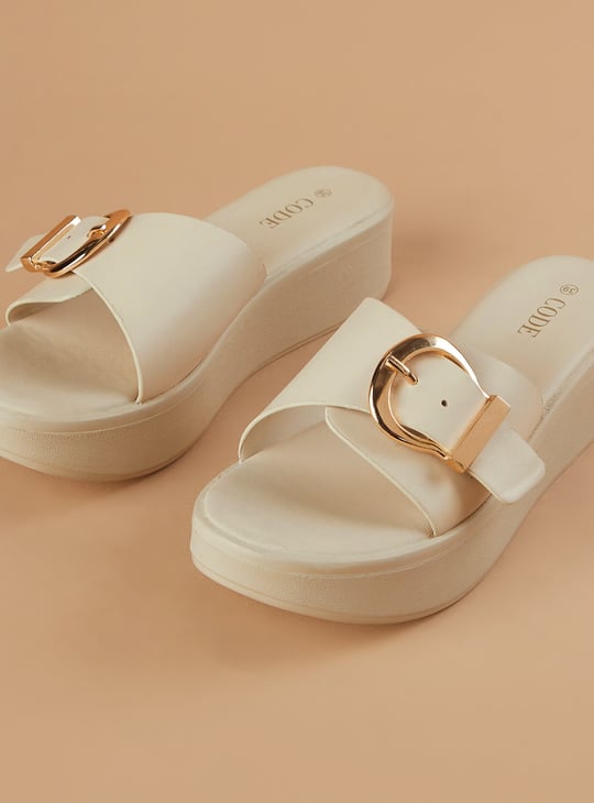 CODE Buckle Detail Platform Sandals