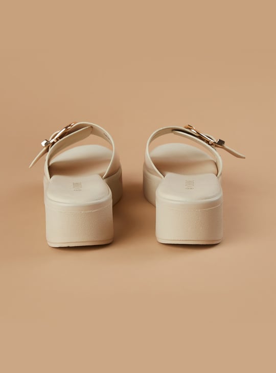 CODE Buckle Detail Platform Sandals