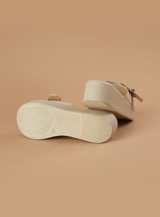 CODE Buckle Detail Platform Sandals