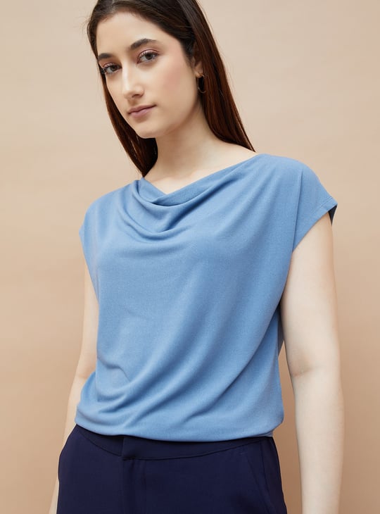 CODE Solid Cowl Neck Top