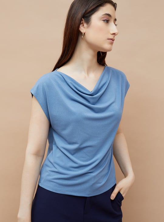 CODE Solid Cowl Neck Top