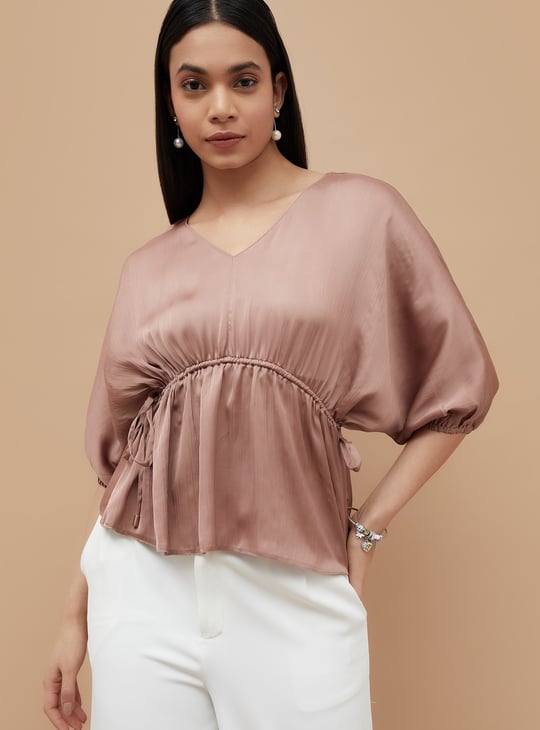 CODE Solid Batwing Sleeve Top