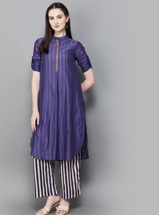 BIBA Striped Layered Kurta Set