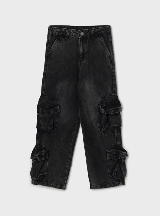 FAME FOREVER Boys Washed Cargo Jeans