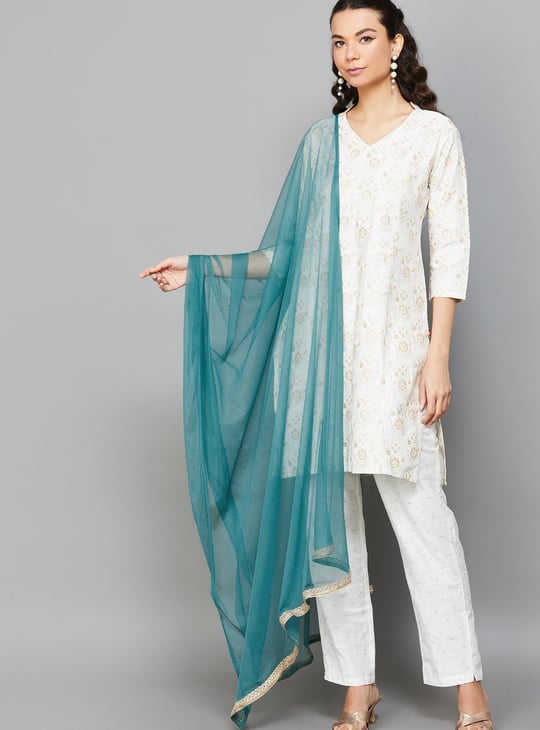 SPAN Embroidered Border Sheer Dupatta