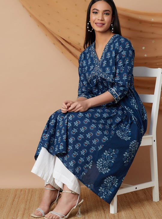 MELANGE Printed A-line Kurta