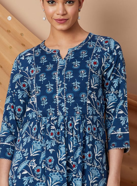 MELANGE Floral Print Straight Kurta Set