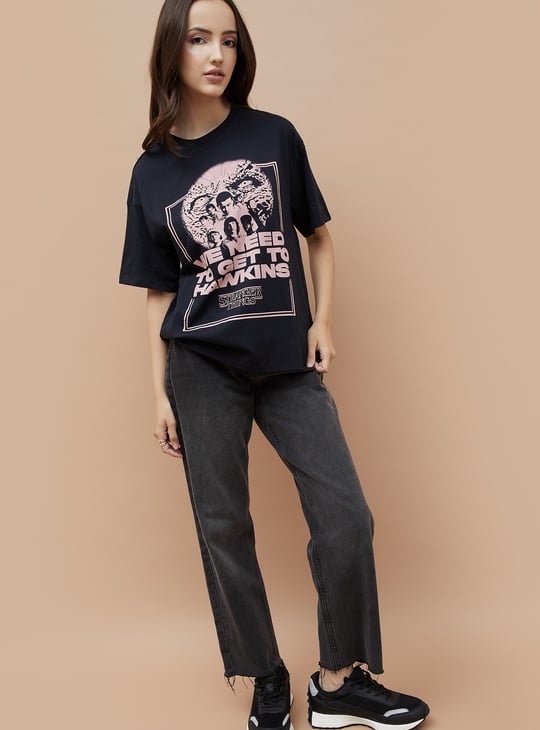 GINGER Stranger Things Print Oversized T-shirt