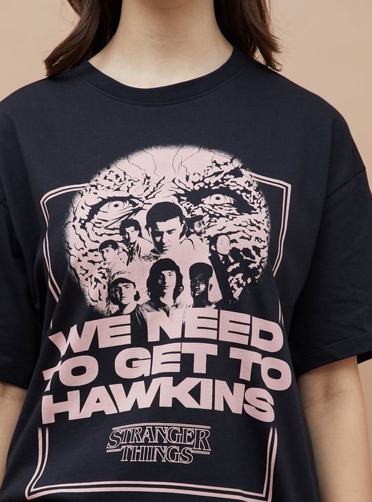 GINGER Stranger Things Print Oversized T-shirt