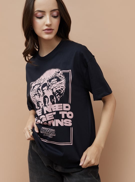 GINGER Stranger Things Print Oversized T-shirt