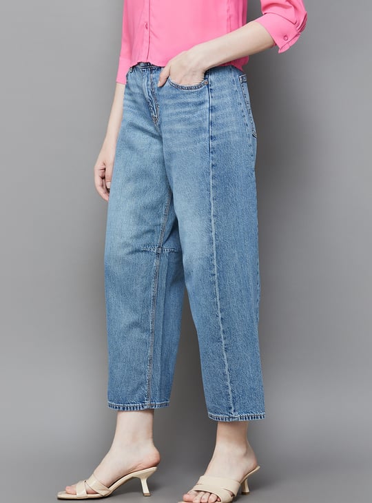 AMERICAN EAGLE Washed Barrel Fit Jeans