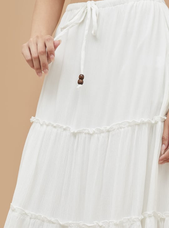 GINGER Solid Tiered Maxi Skirt