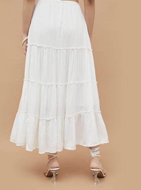GINGER Solid Tiered Maxi Skirt