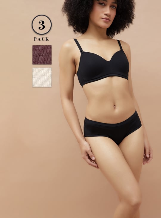 GINGER Solid Hipster Panties - Pack of 3