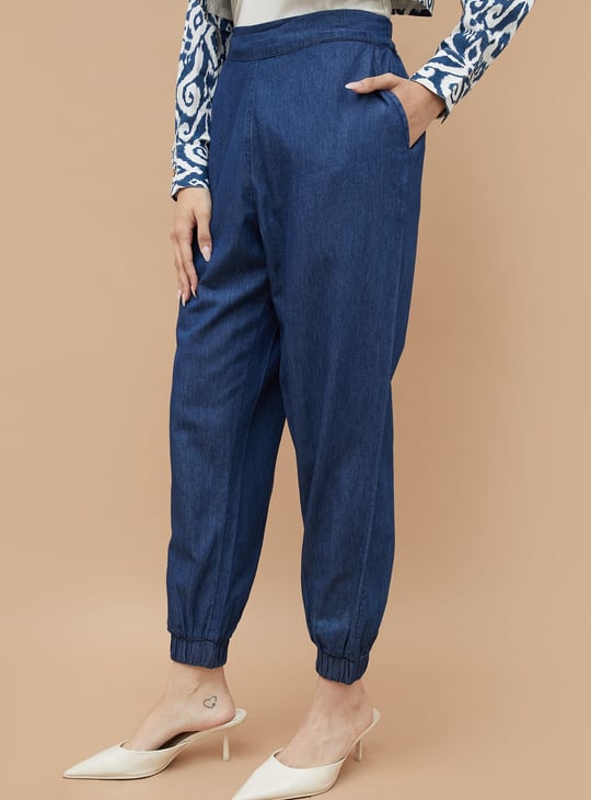 COLOUR ME Solid Denim Joggers