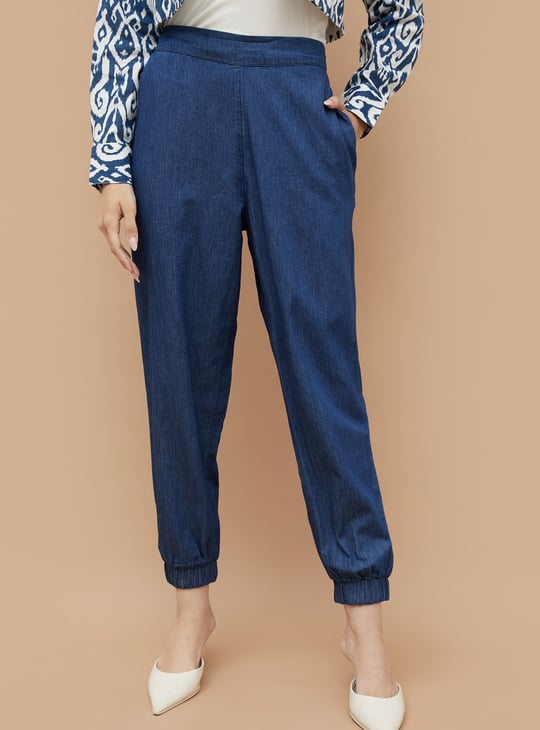 COLOUR ME Solid Denim Joggers