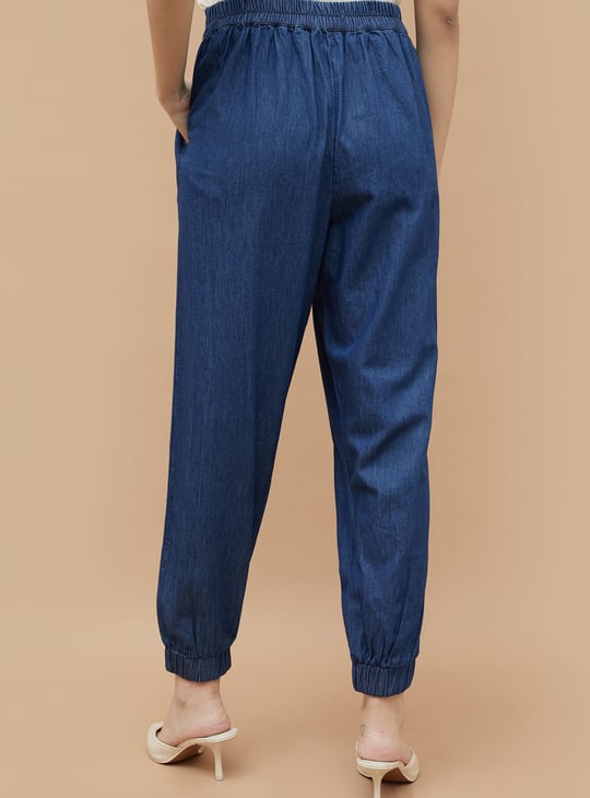 COLOUR ME Solid Denim Joggers