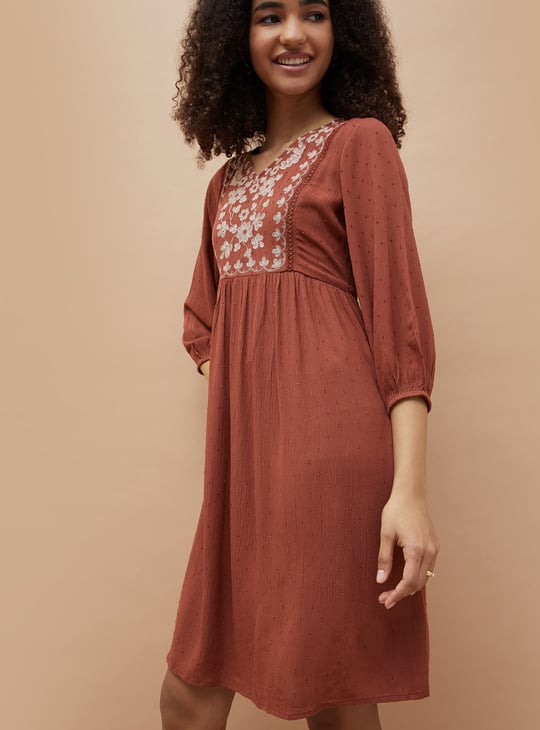 FAME FOREVER Embroidered A-Line Dress