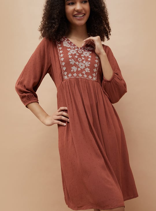 FAME FOREVER Embroidered A-Line Dress