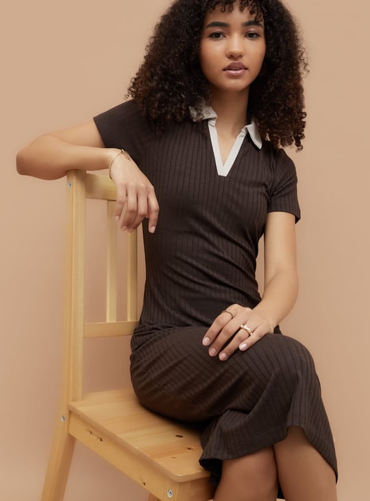 strapless open back dress Buy Nuoflexx Brown Ribbed Cotton-Blend Bodycon Dress from Westside