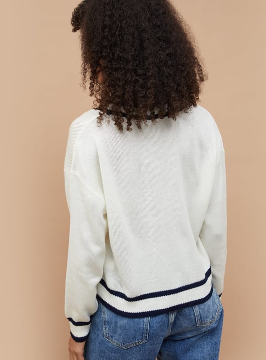 GINGER Solid V-Neck Sweater