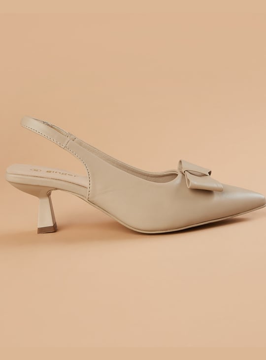 GINGER Bow Accent Spool Heels