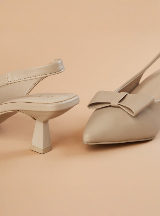 GINGER Bow Accent Spool Heels