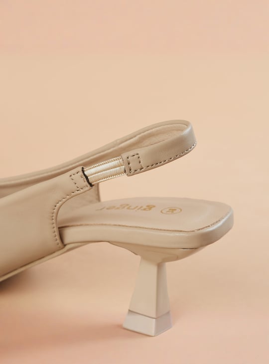 GINGER Bow Accent Spool Heels