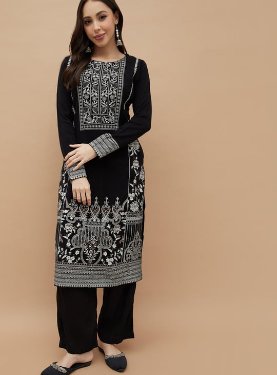 MELANGE Embroidered Straight Winter Kurta