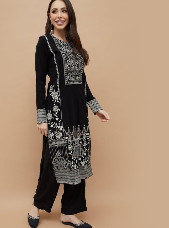 MELANGE Embroidered Straight Winter Kurta