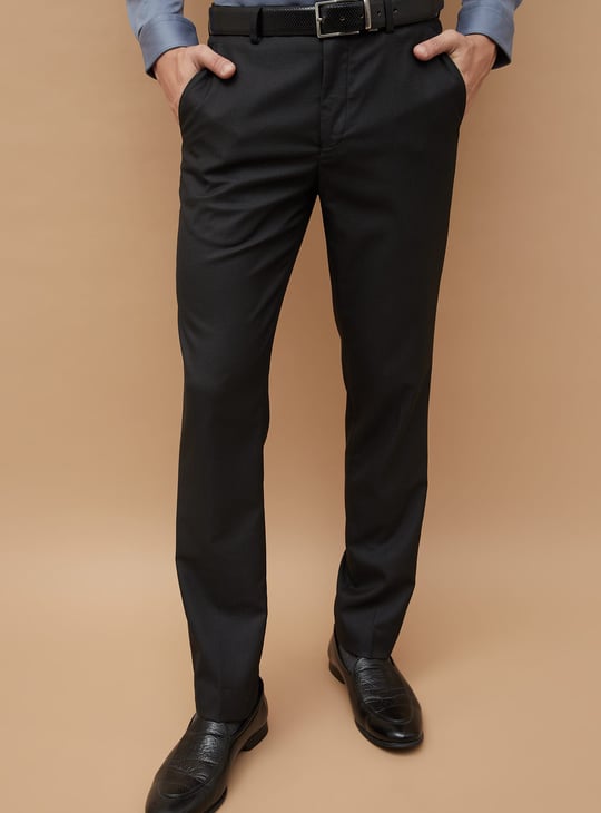 CODE Patterned Slim Tapered Formal Trousers