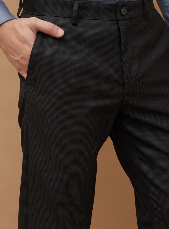 CODE Patterned Slim Tapered Formal Trousers