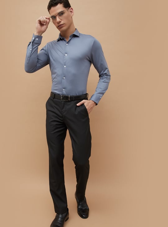 CODE Patterned Slim Tapered Formal Trousers