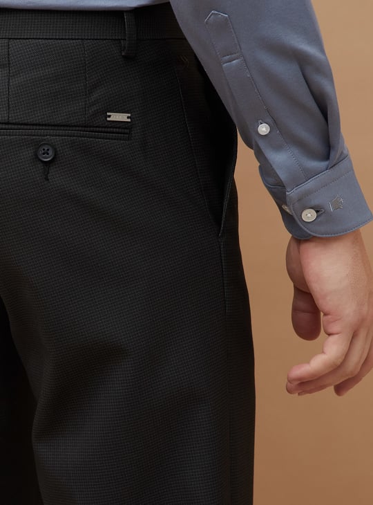 CODE Patterned Slim Tapered Formal Trousers