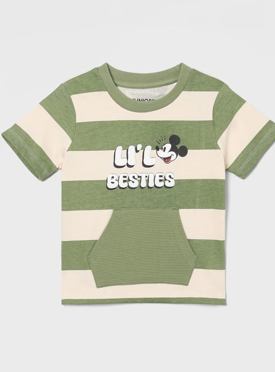 JUNIORS Boys Mickey & Goofy T-shirt with Kangaroo Pocket