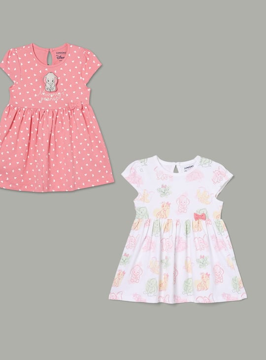 JUNIOR BABY Girls Peanuts Print A-Line Dresses - Pack of 2